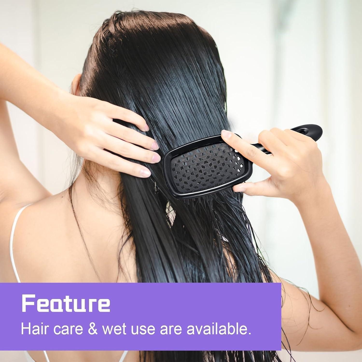 LuxusKollektion Haarbürste 2er Pack Haarbürsten Naturhaar Entwirrbürsten für Lockiges Haar