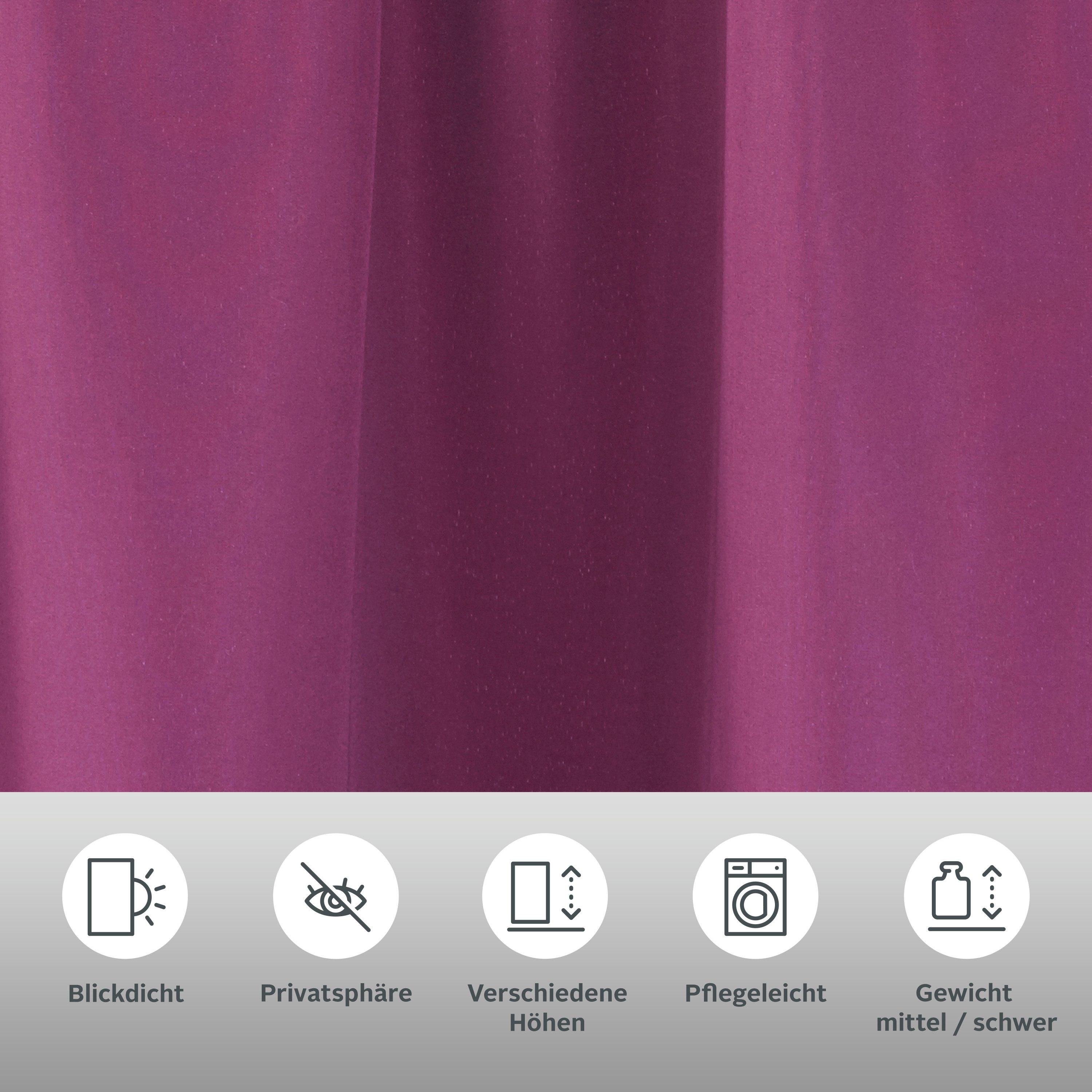 OTTO home Vorhang Raja, Gardinen mit Kräuselband, Vorhänge Wohnzimmer (2 St), Kräuselband, blickdicht, Polyester, 2er-Set, Bestseller, einfarbig, modern, pflegeleicht, Mikrofaser