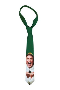 Opposuits Krawatte Der Weihnachtself Krawatte – Buddy Tannengrüner Schlips mit de Gesicht von Will Ferrell als ikonischer w