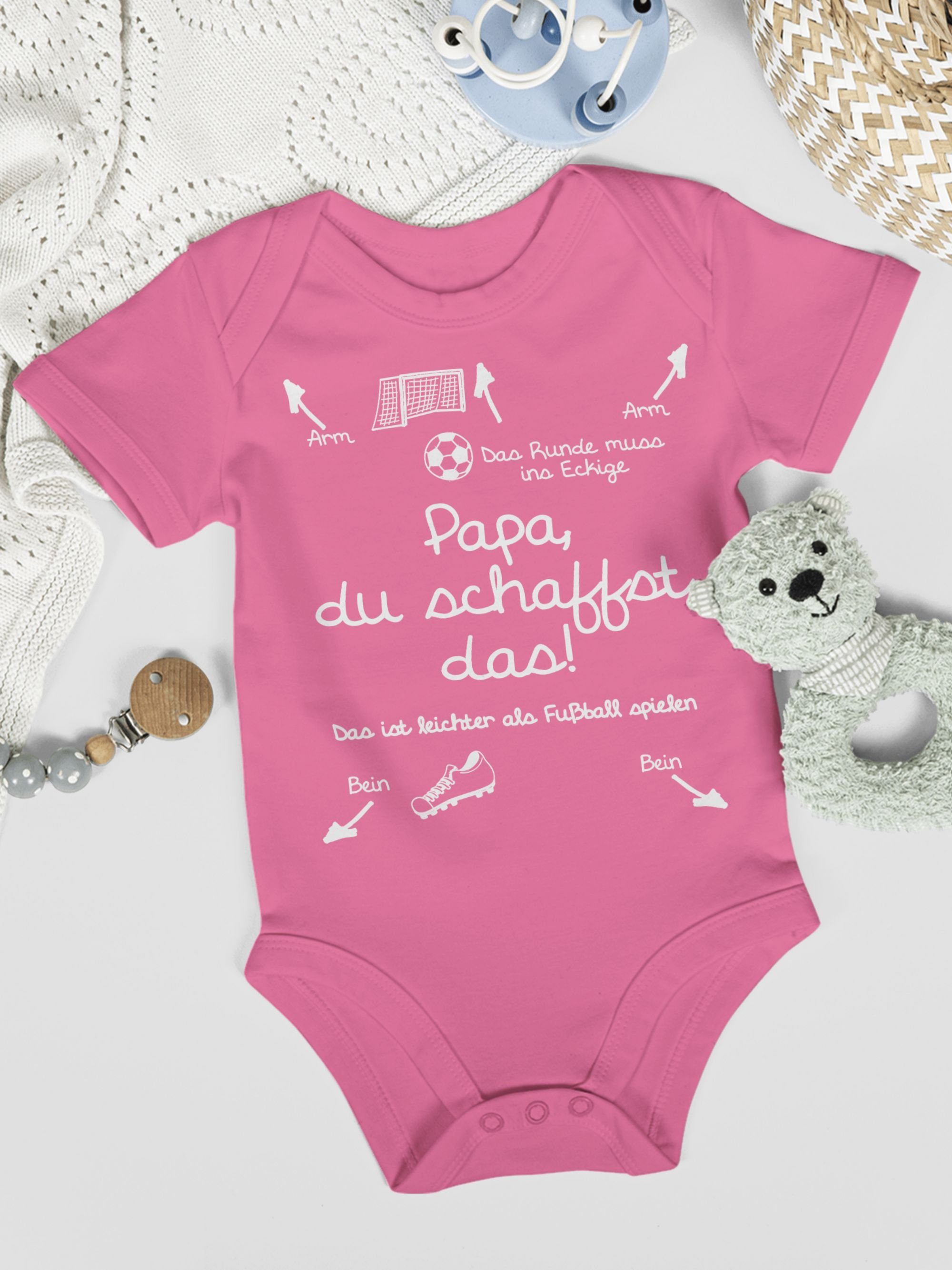 Pink Papa 1 Fußball - Shirtbody Baby schaffst weiß das du Sprüche Shirtracer