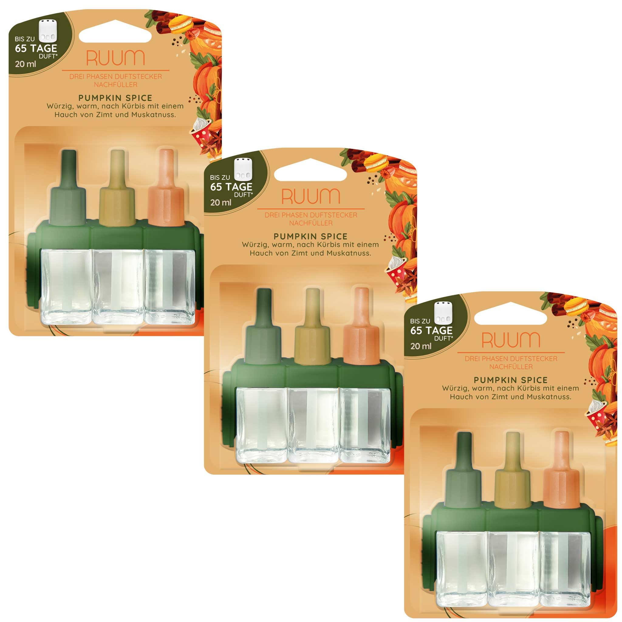RUUM Raumduft-Nachfüllflasche Kompatibel mit 3Volution Duftstecker (Spar-Set, 3-St., (3er Pack) 20ml)