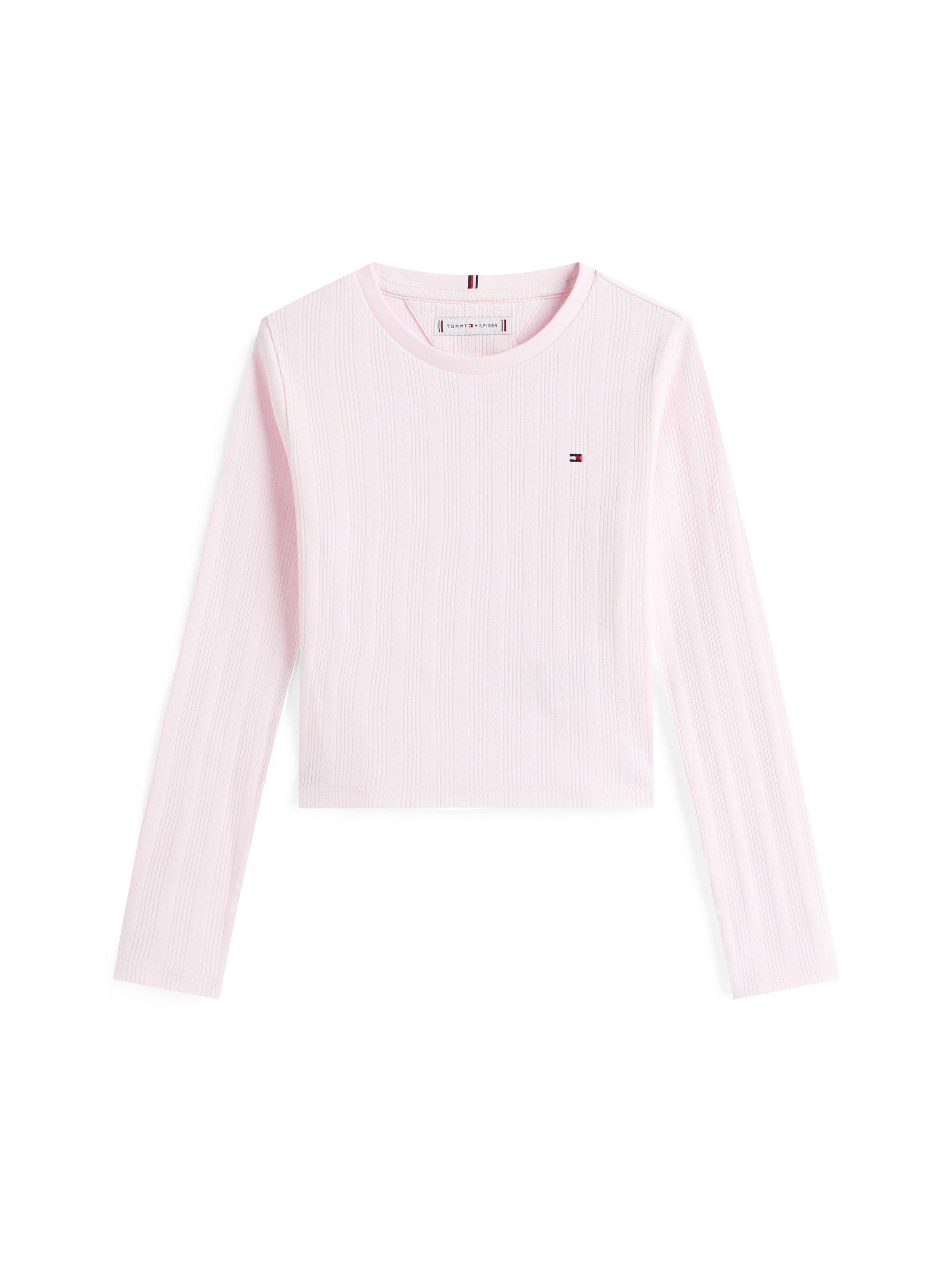 Tommy Hilfiger Langarmshirt POINTELLE TOP LS für Kinder bis 16 Jahre, mit Logo-Druck