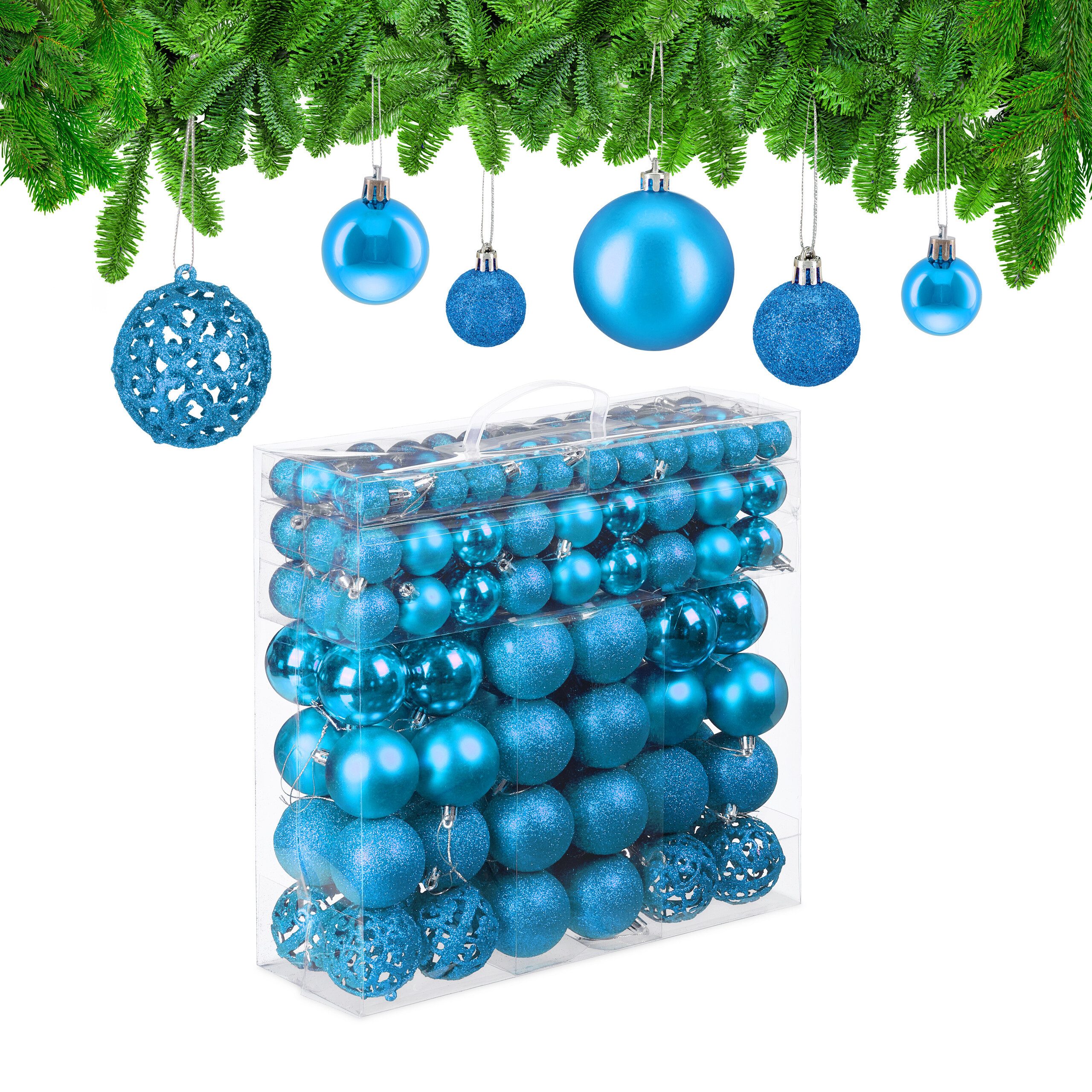 relaxdays Weihnachtsbaumkugel Weihnachtskugeln im 150er Set, Petrol