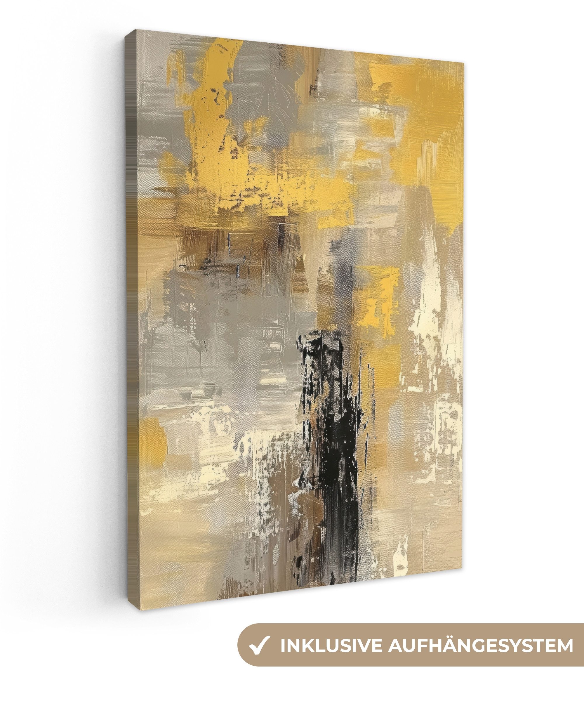 OneMillionCanvasses® Leinwandbild Abstrakt - Gelb - Modern - Beige, Fotodru günstig online kaufen