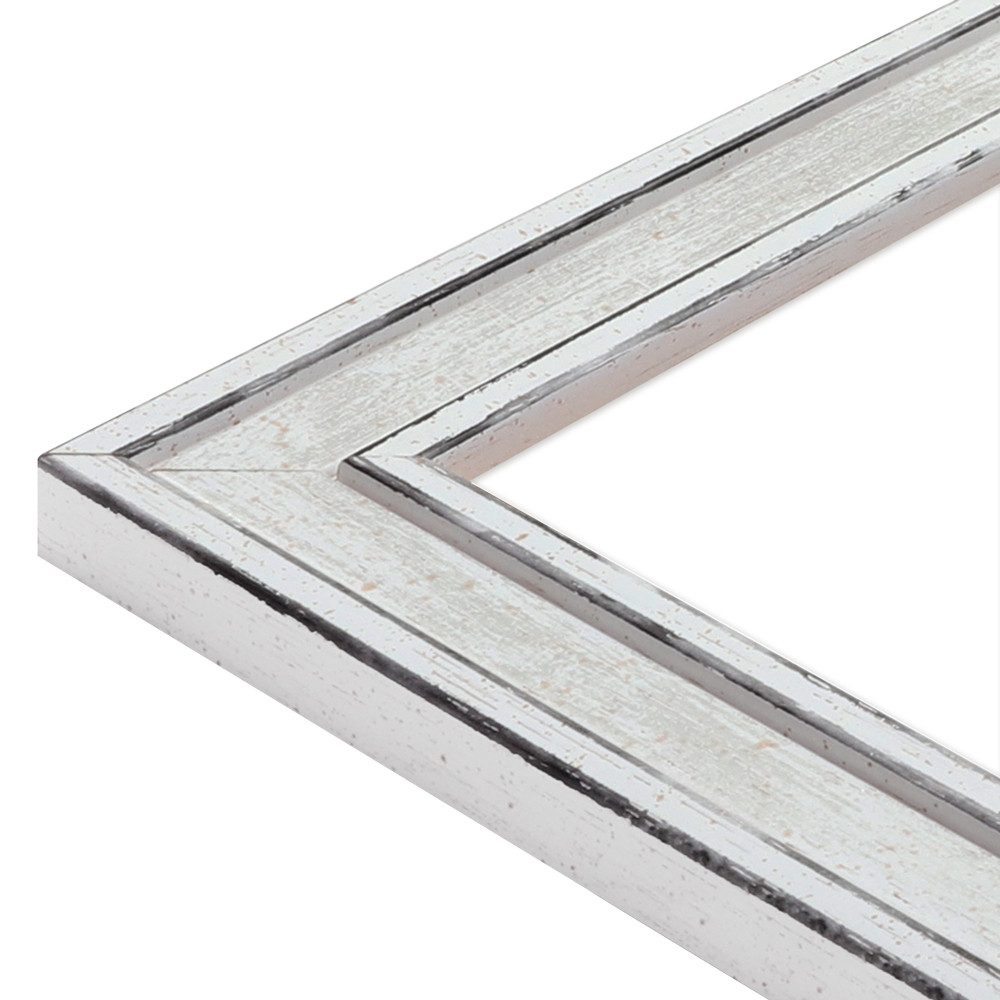 WANDStyle Bilderrahmen H460, Silber, aus Massivholz im Stil Vintage