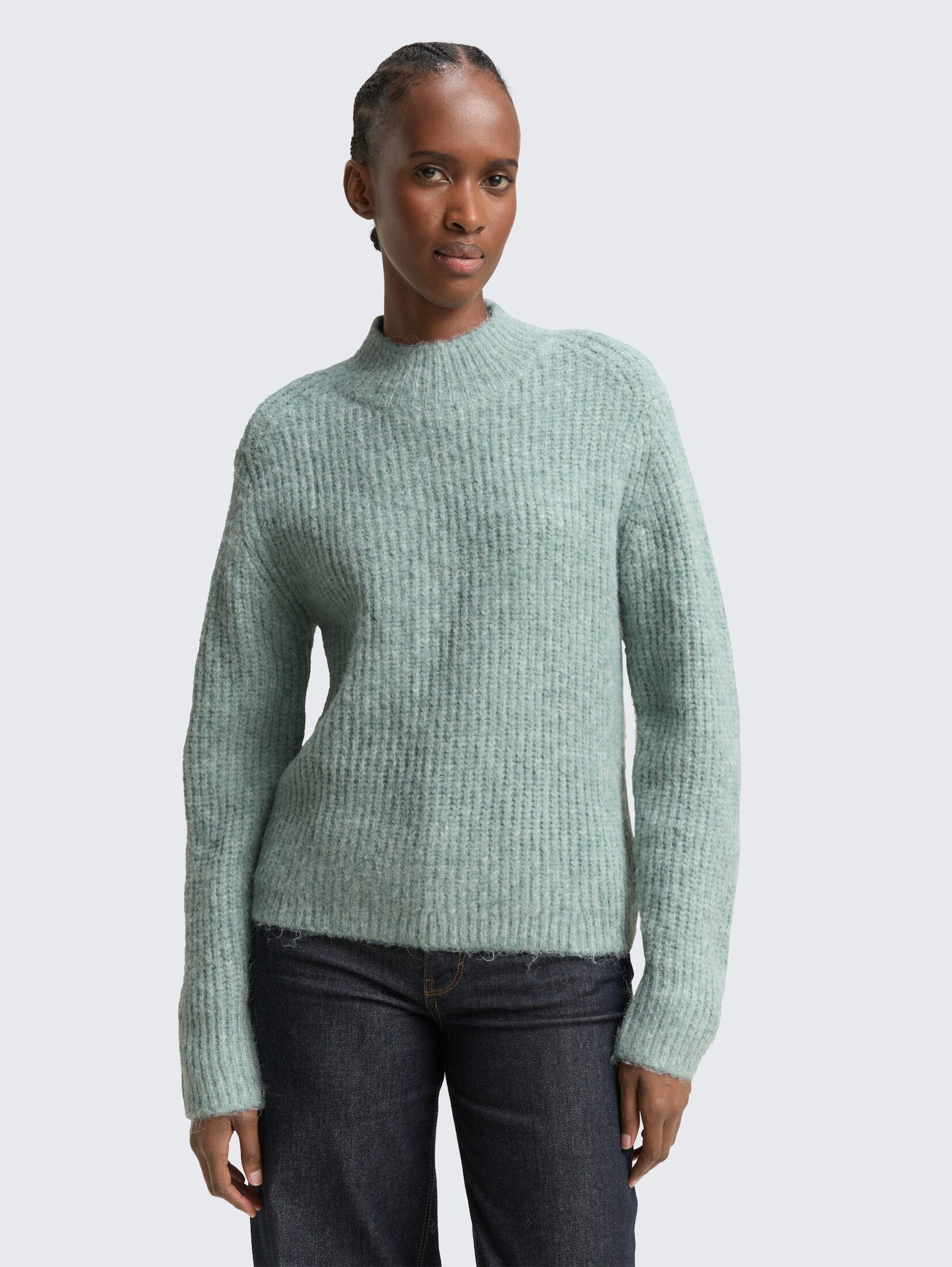 TOM TAILOR Denim Strickpullover Pullover & Strickjacken Relaxed Fit Strickpullover mit Stehkragen