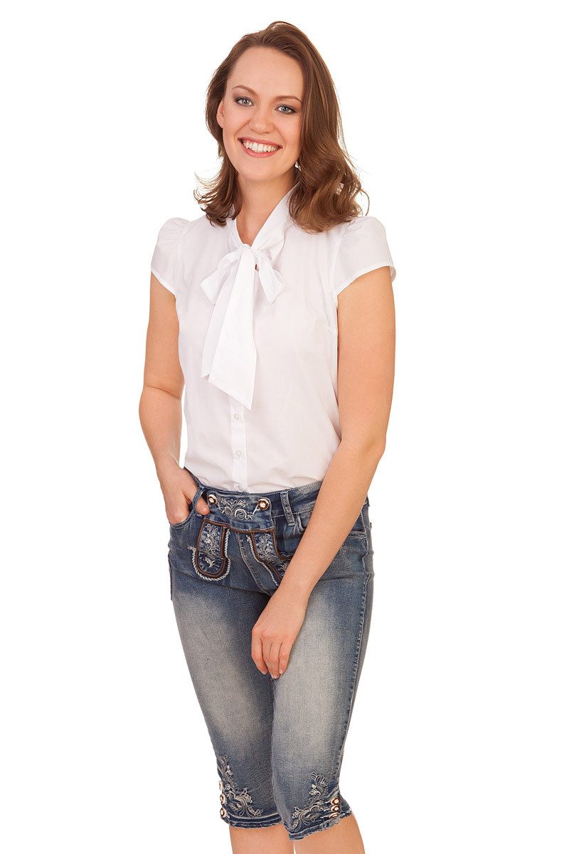 Melega Trachtenbluse Trachtenbluse - TRIXI - weiß