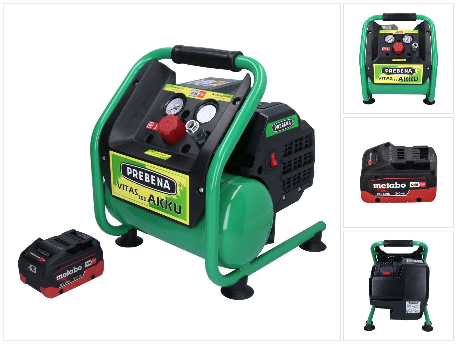 Prebena Akku-Handkompressor VITAS 100-AKKU Kompressor 18 V 5 l 8 bar CAS Brushless + 1x Akku 10,0