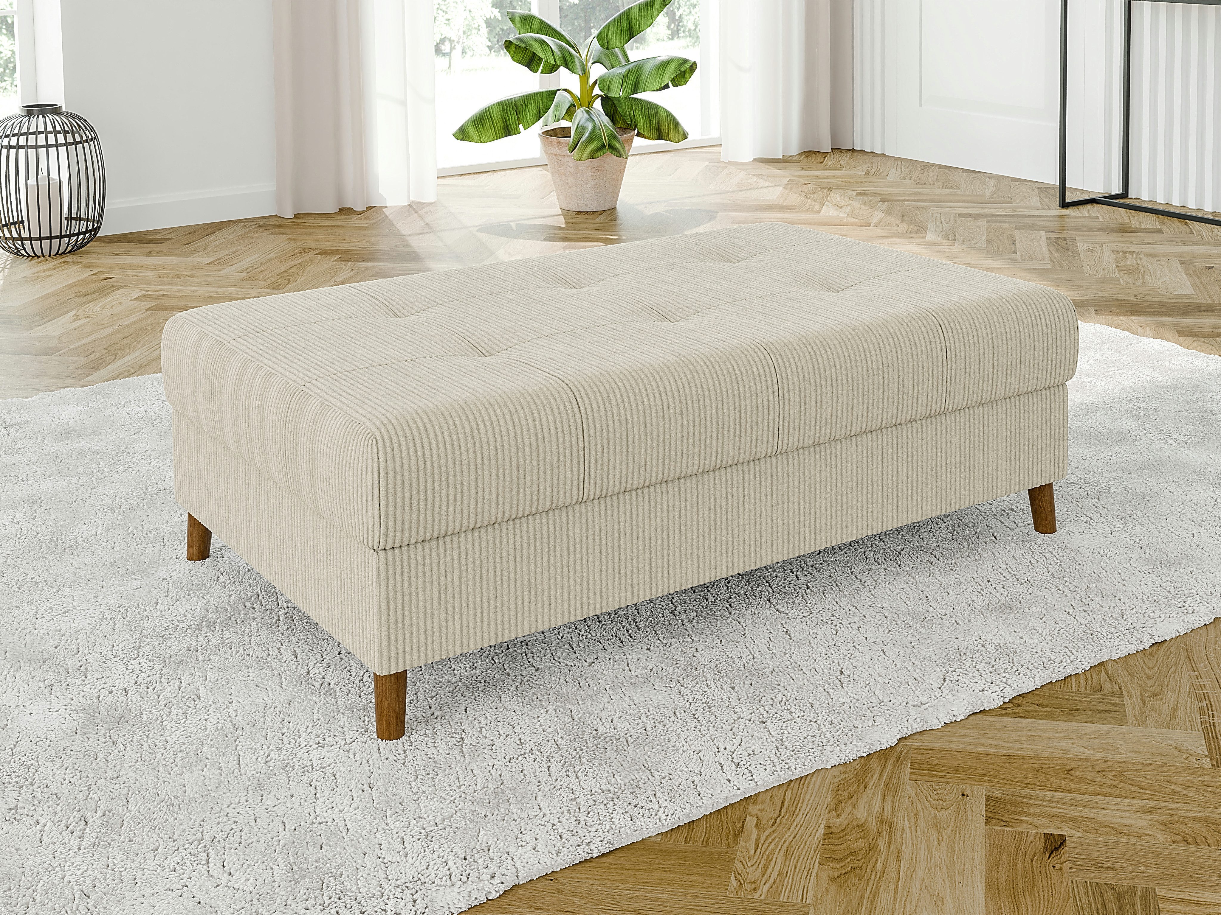 S-Style Möbel Polsterhocker Zara mit Braun Holzfüßen im skandinavischen Sti günstig online kaufen