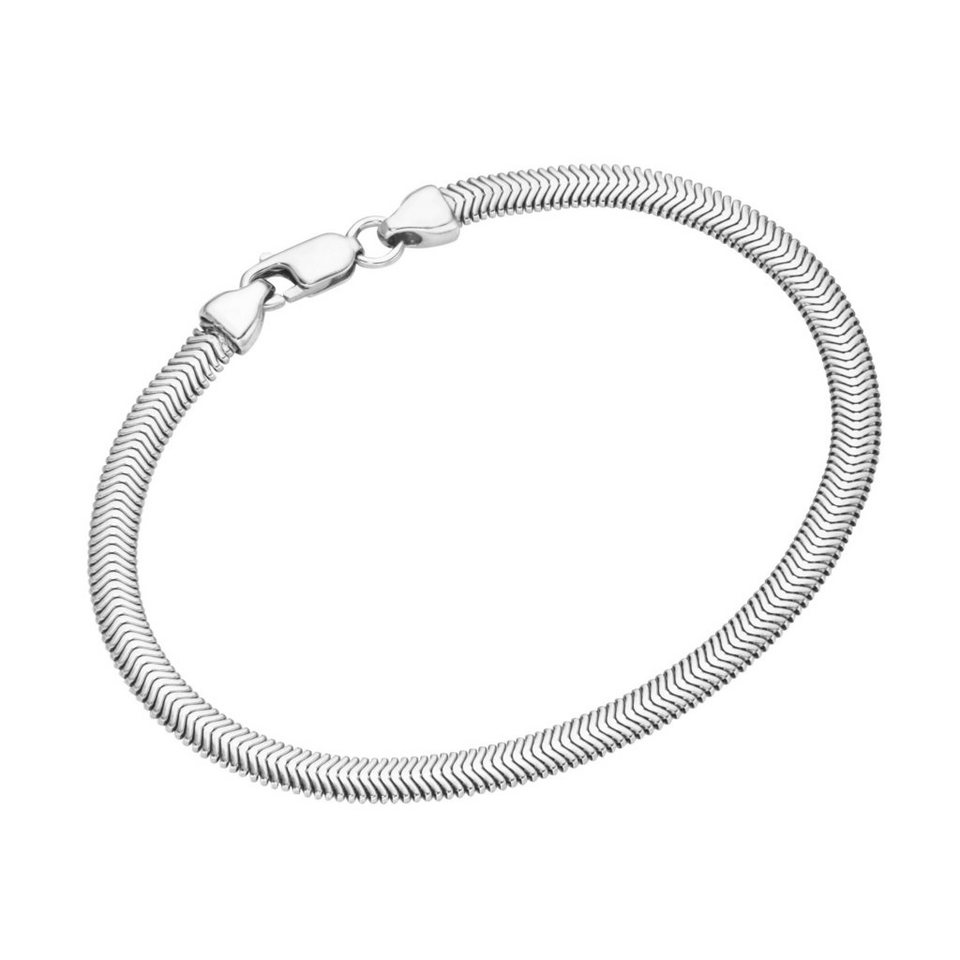 Smart Jewel Armband gedrückte Schlangenkette massiv, Silber 925