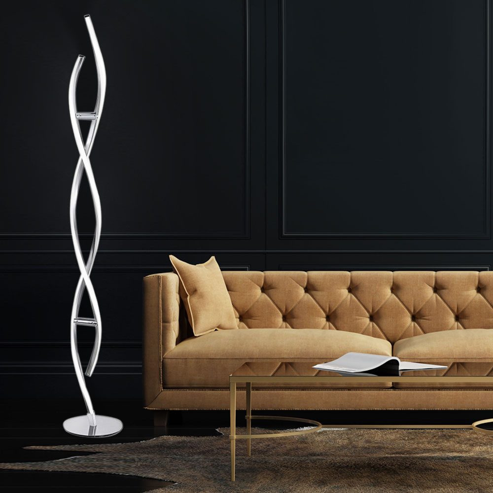 JUST LIGHT LED Stehlampe, LED-Leuchtmittel fest verbaut, Warmweiß, LED Design Steh Leuchte geschwungen Wohn Zimmer Beleuchtung