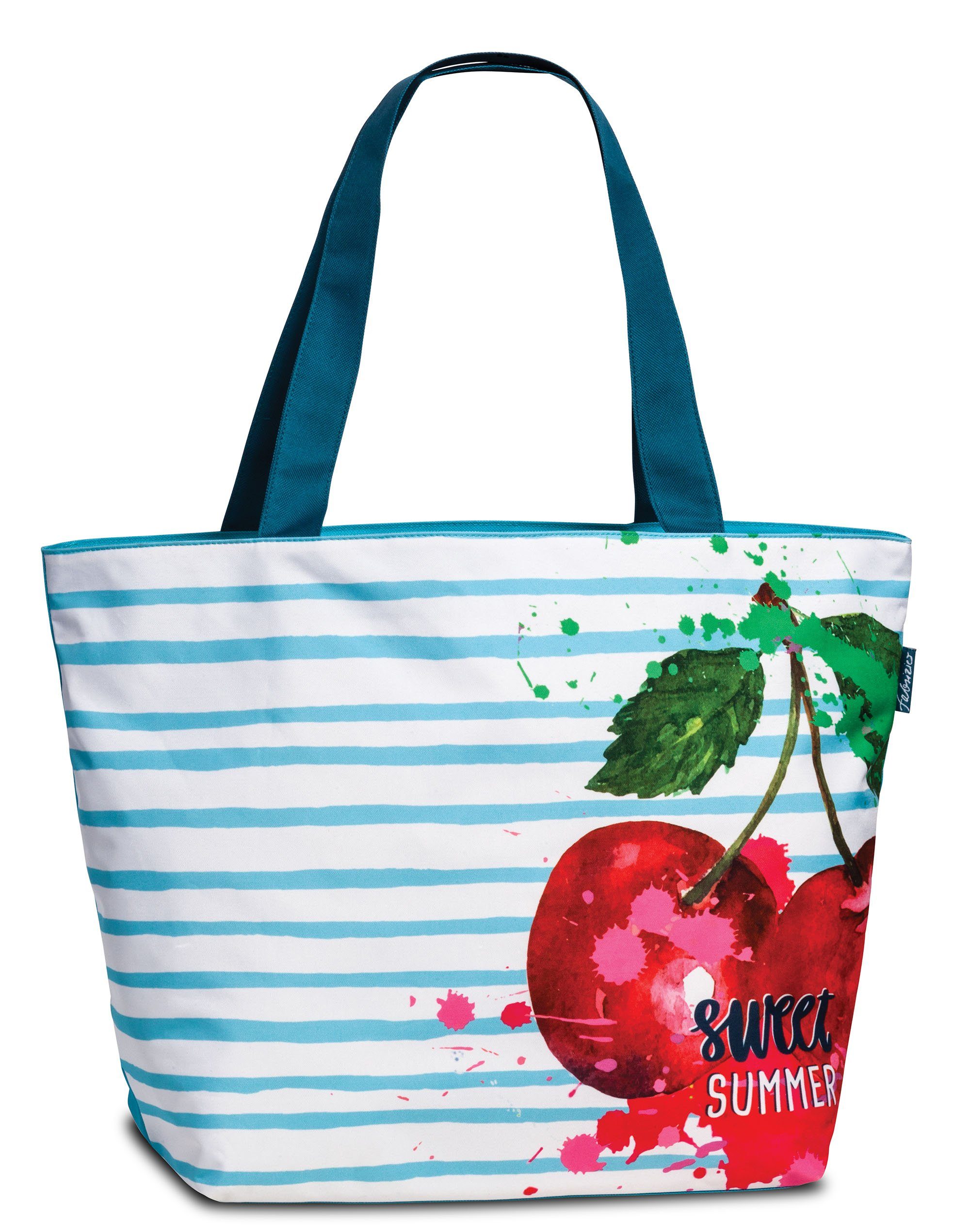 Shopper Einkaufsshopper Haus Beach Blau Schultertasche und Badetasche Deko Reißverschluss Strandtasche