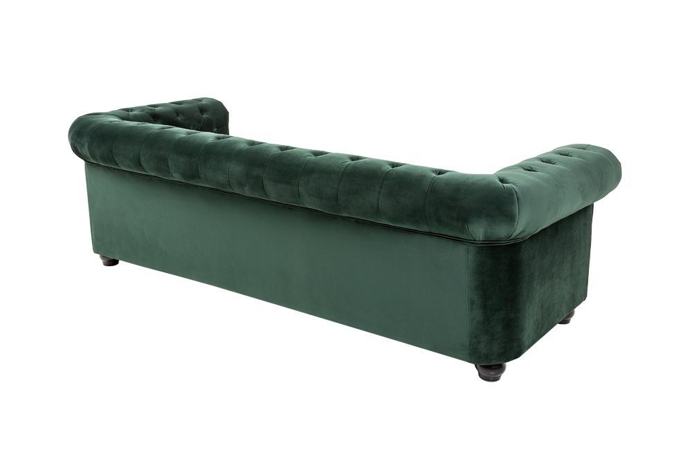 riess-ambiente Sofa CHESTERFIELD 205cm flaschengrün - Samt, Federkern, Rundumbezug, Nieten, Einzelartikel 1 Teile, 3-Sitzer Couch mit Knopfheftung - ideal für G – Bild 5 von 5