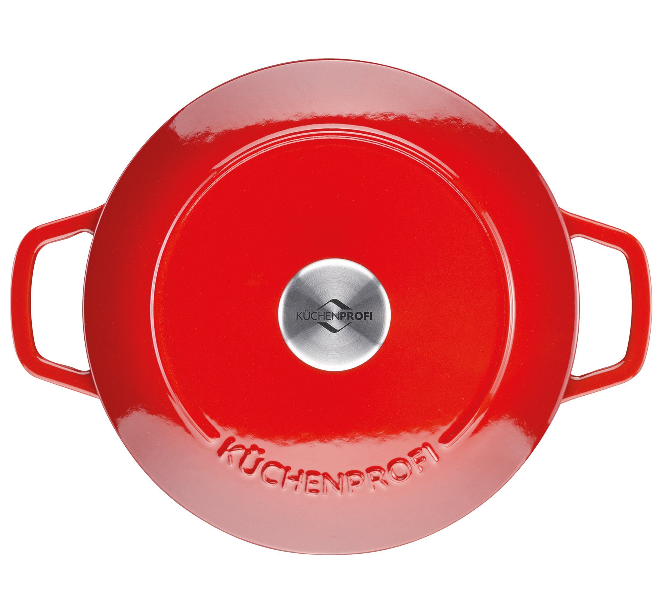 Küchenprofi Bratentopf Bratentopf BRETAGNE rund 24 cm rot, emailliertes Gusseisen, Gleichmäßige Hitzeverteilung und optimaler Wärmespeicher