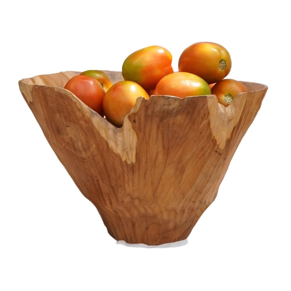 LebensWohnArt Dekoschale Individuelle Teak Schale CHANIA ca.30cm Natural Unikat