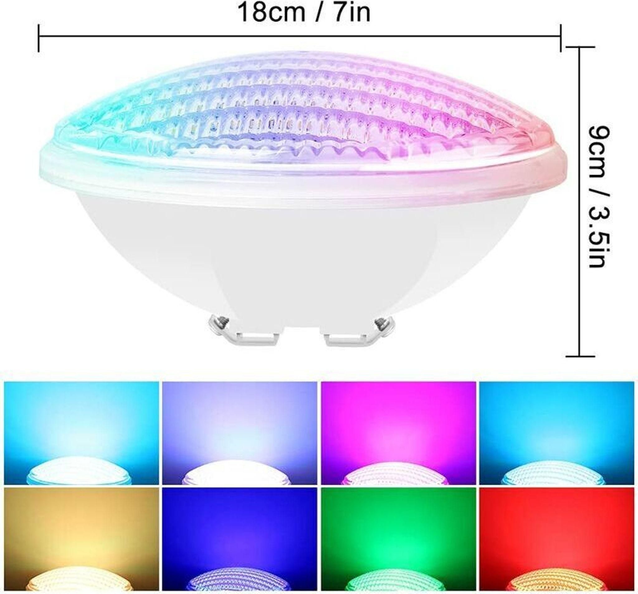 FELIXLEO Pool-Lampe LED Poolleuchte PAR56 12W RGBW IP68 wasserdicht mit Fernbedienung