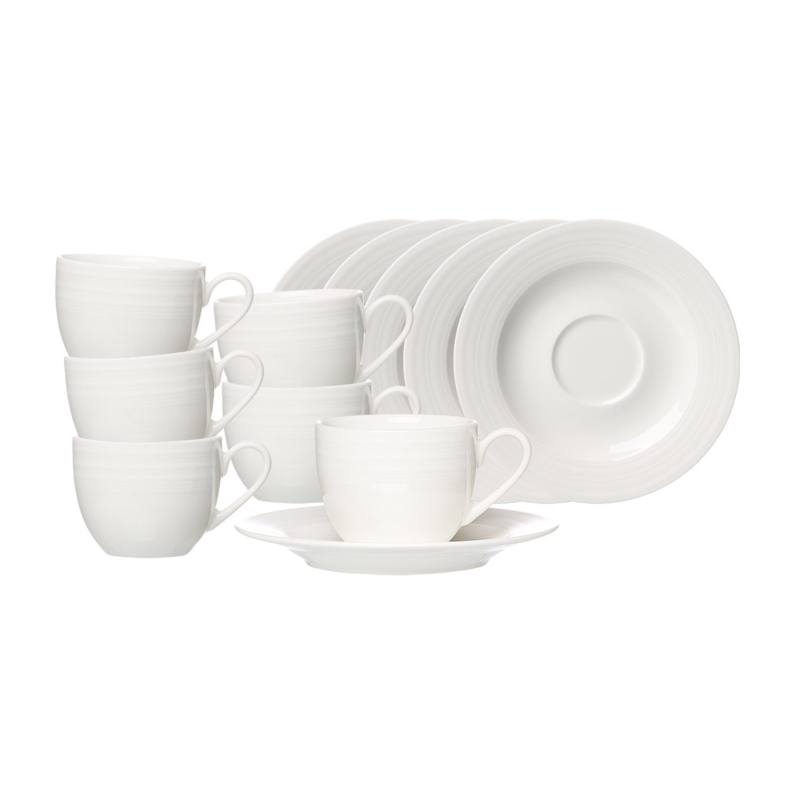 Ritzenhoff & Breker Tasse Levi Espressotassen mit Untetassen 90 ml 6er Set, 6-tlg., Porzellan