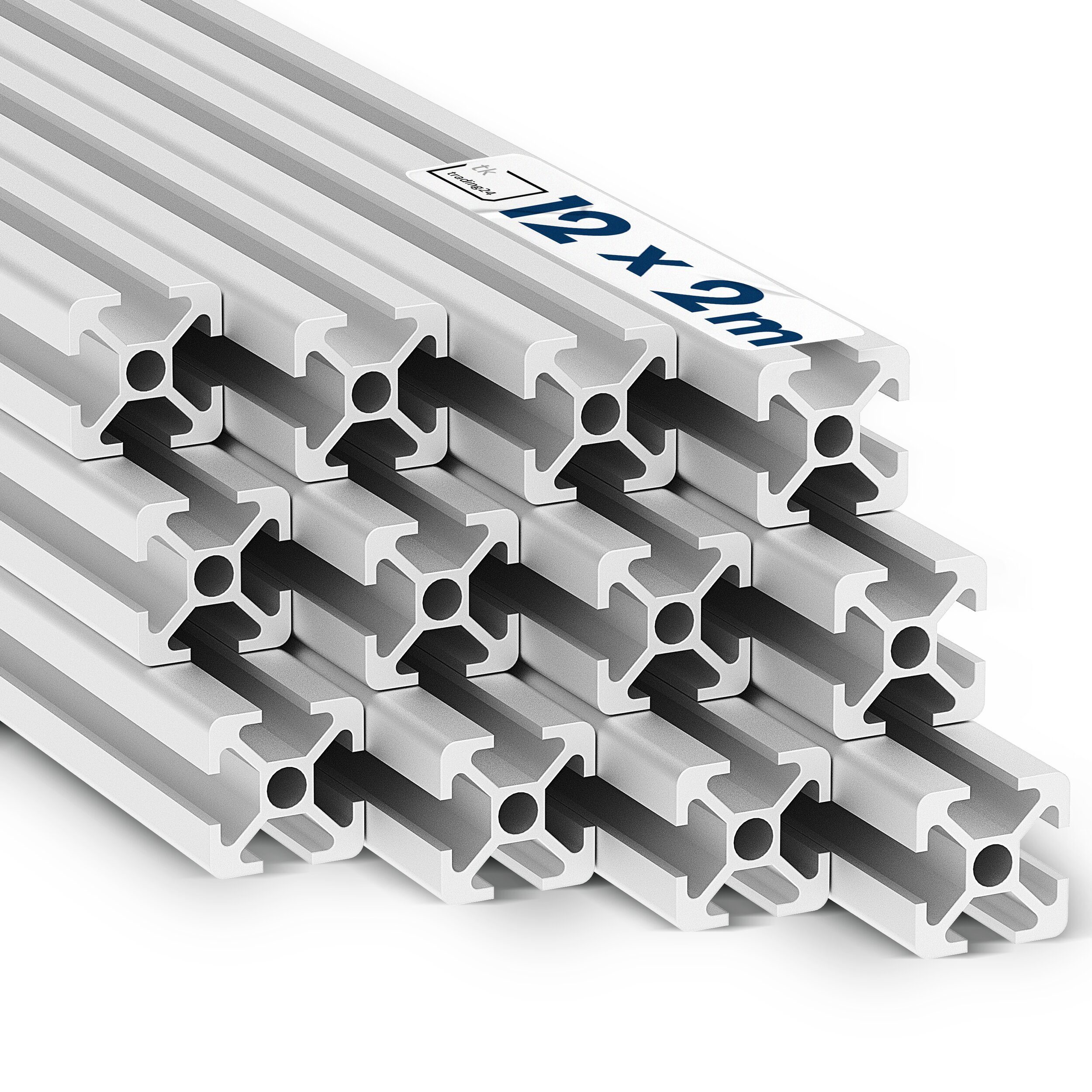 tktrading24 Profil 12x Alu Profil 20x20mm 2m System-, Montage-, Konstruktio günstig online kaufen