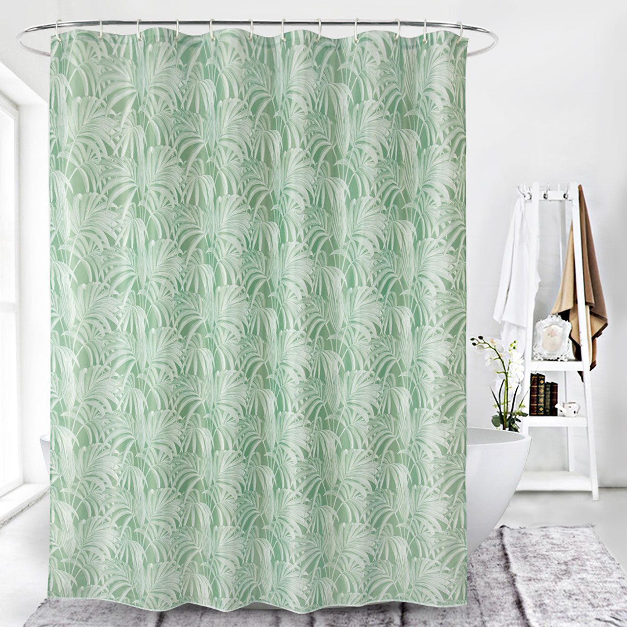 Euroshowers GmbH Duschvorhang hochwertig verarbeitet mit 12 Duschvorhangringen und Metallösen Breite 180 cm