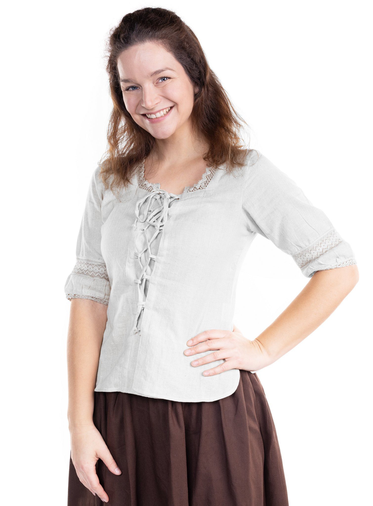 Metamorph Kostüm Kurzarm Mittelalterbluse - Valeria, Eine luftige Bluse mit schönen Spitzenverzierungen!