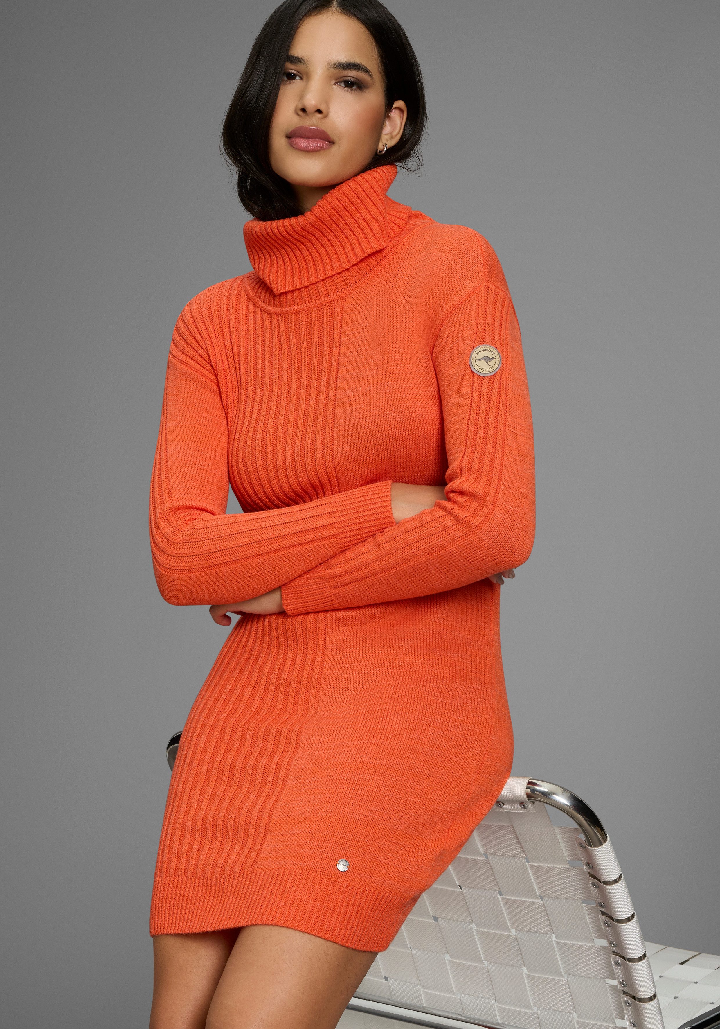 KangaROOS Strickkleid mit Rollkragen, Glattstrick & Rippstrick günstig online kaufen