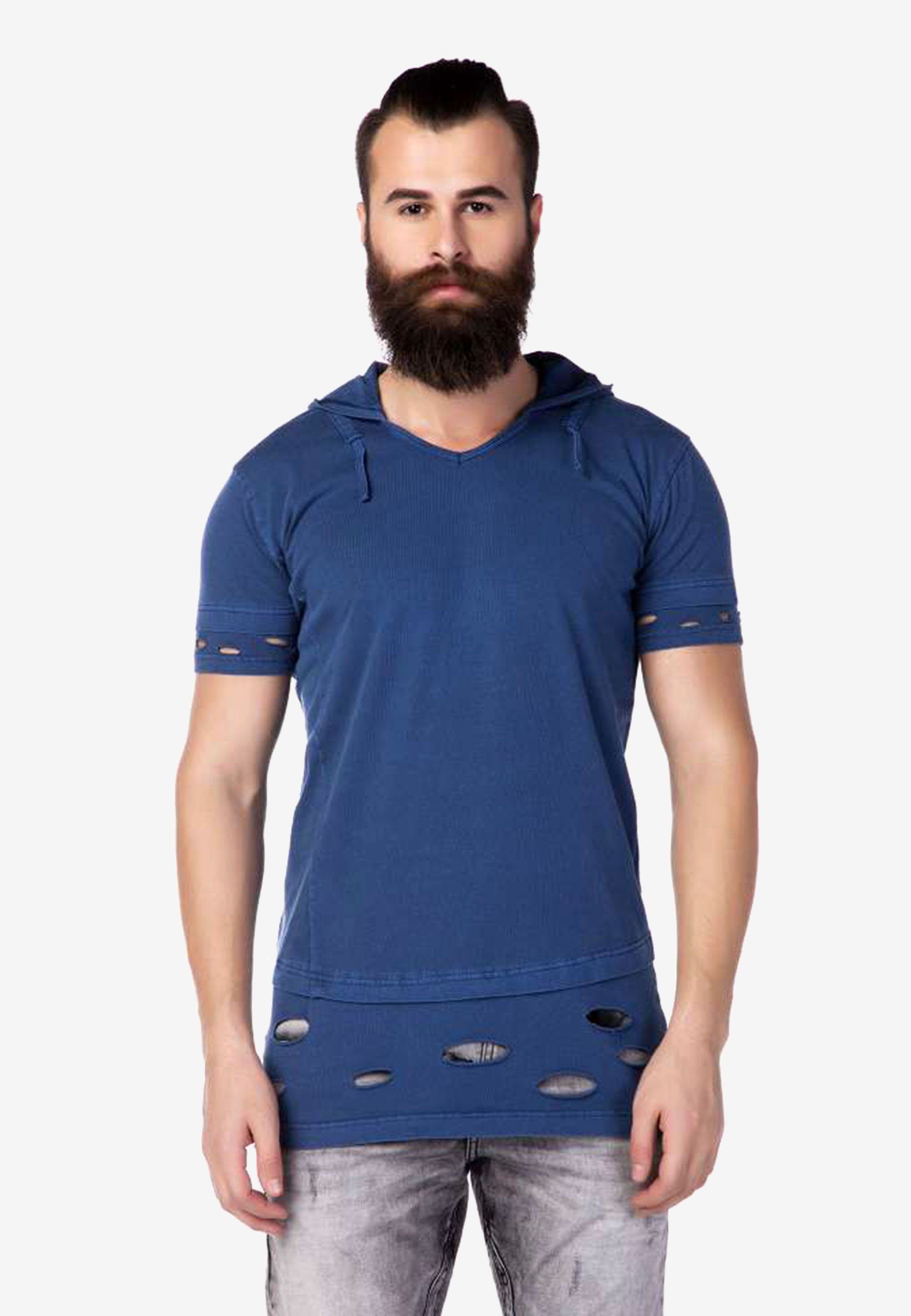 Cipo & Baxx T-Shirt mit lässiger Kapuze indigo