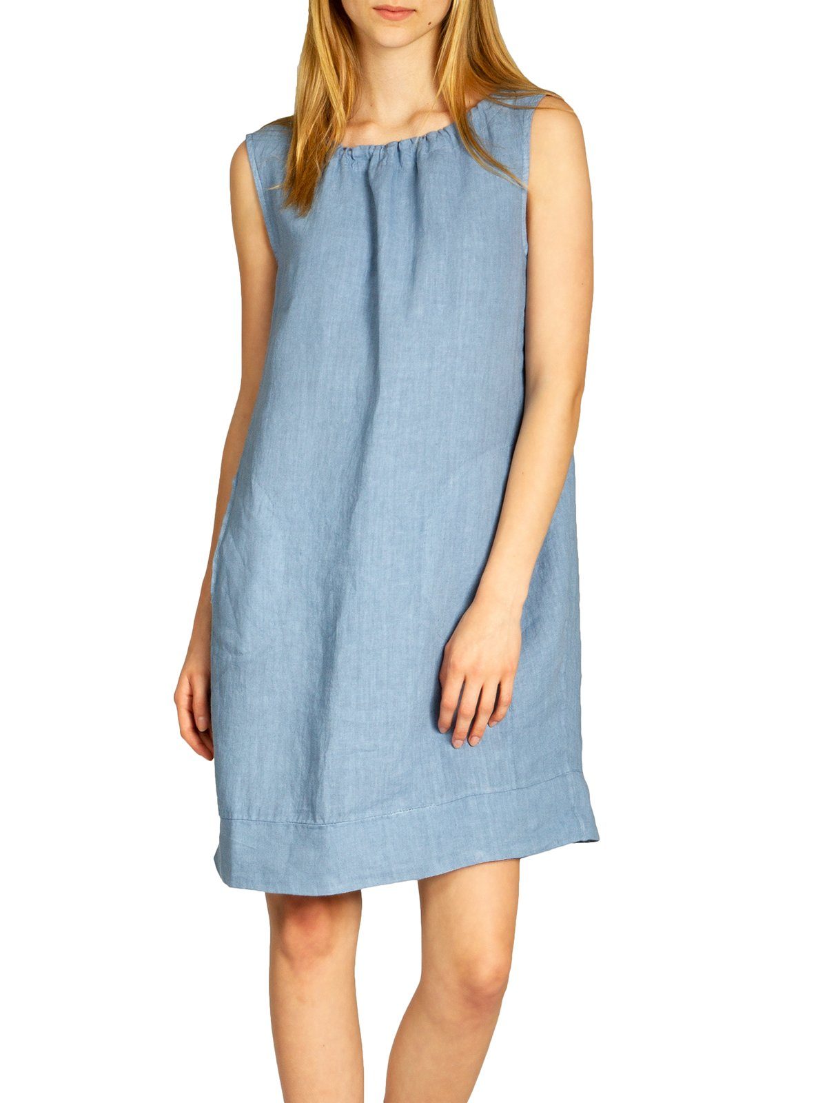 Caspar Sommerkleid SKL017 lässiges knielanges Damen Sommer Leinenkleid Luftig leicht, figurumspielende Form, mit seitlichem Jersey-Einsatz