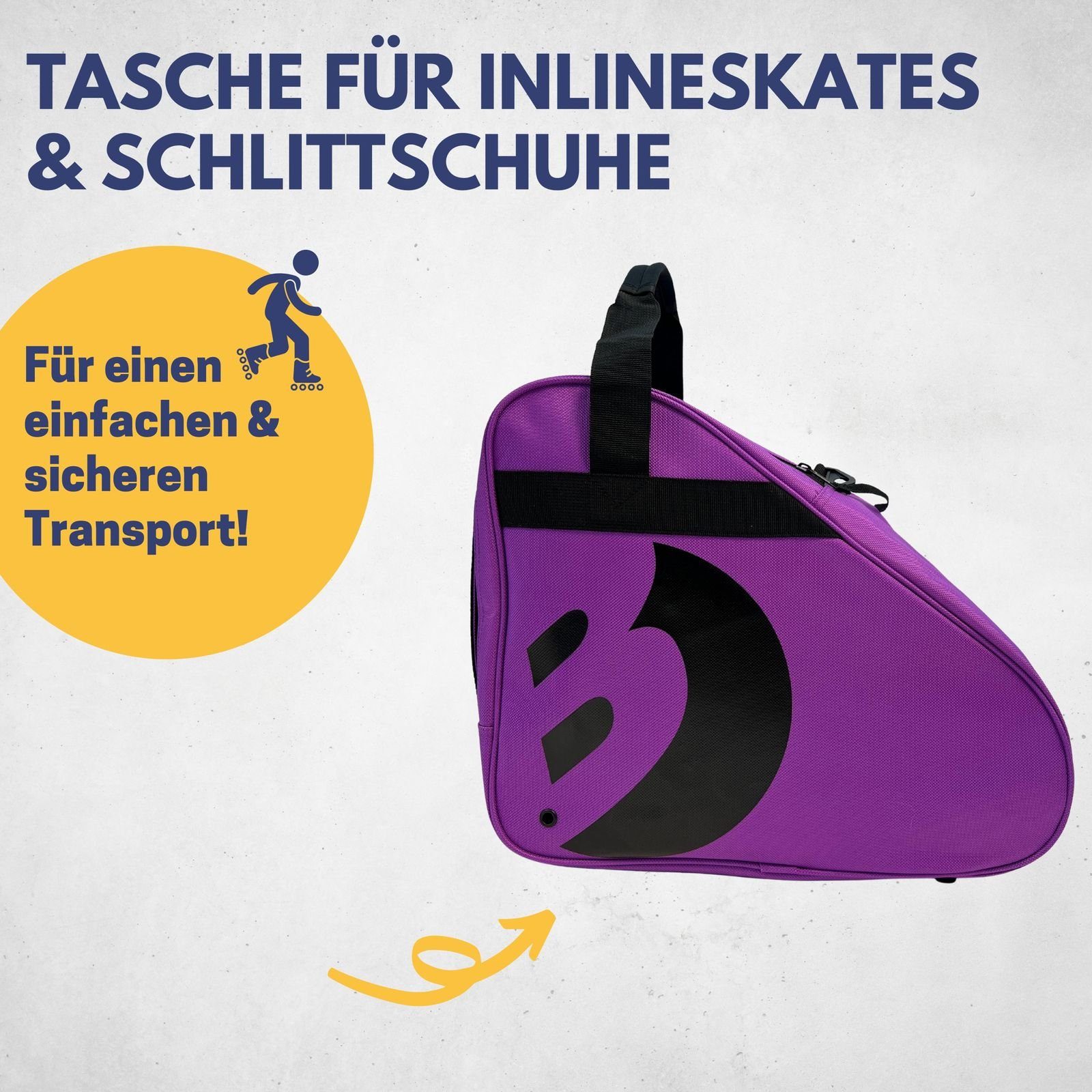 große Tasche mit Schlittschuhe Tasche Best Sporting I Trageriemen Schlittschuhe, Inlineskates I Inliner-Tasche Sporttasche verstellbarem und Schlittschuhtasche violett Rollschuhtasche I für