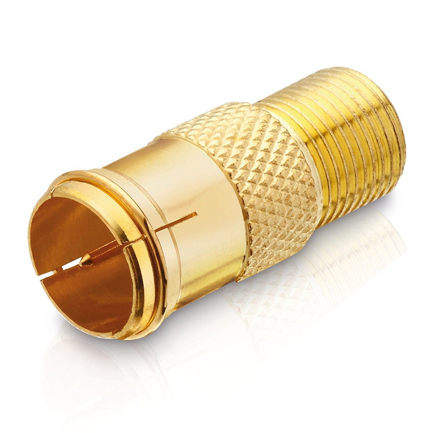 conecto auf Adapter vergoldet mit SAT-Kabel gold F-Quick-Stecker F-Buchse