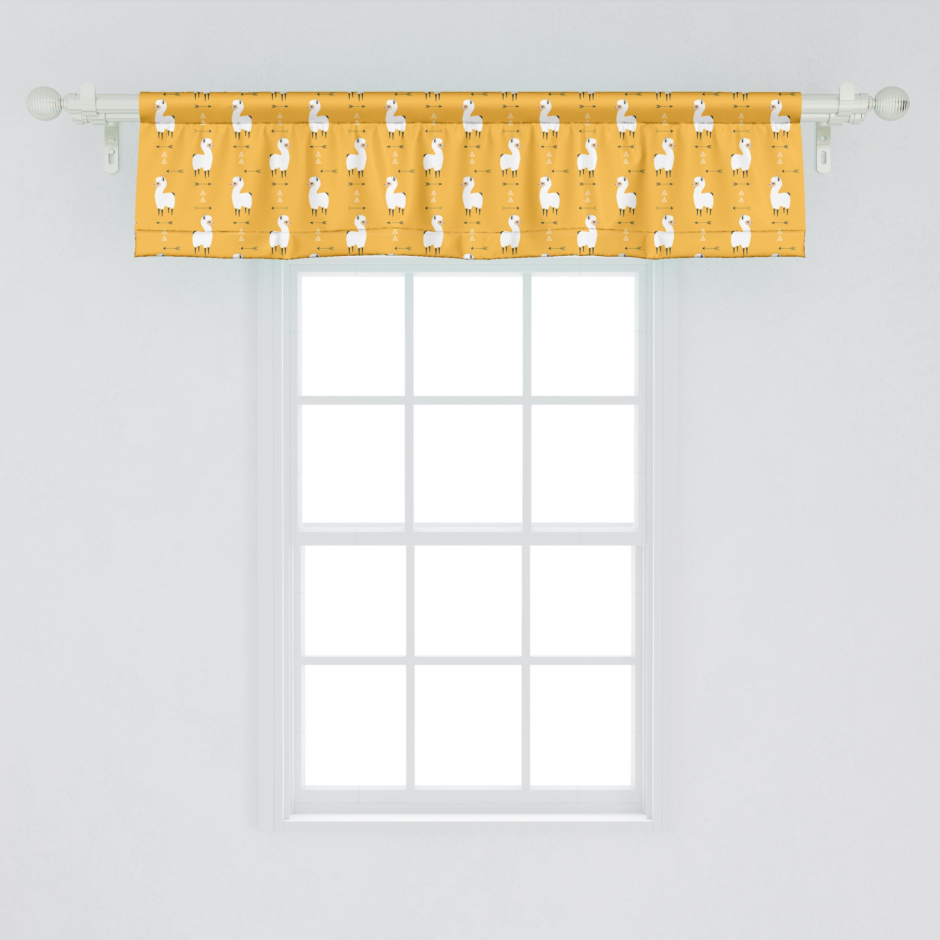 Scheibengardine Vorhang Dekor Pfeile Schlafzimmer Volant Microfaser, für Geometrische Abakuhaus, mit Küche und Stangentasche, Tier Lama