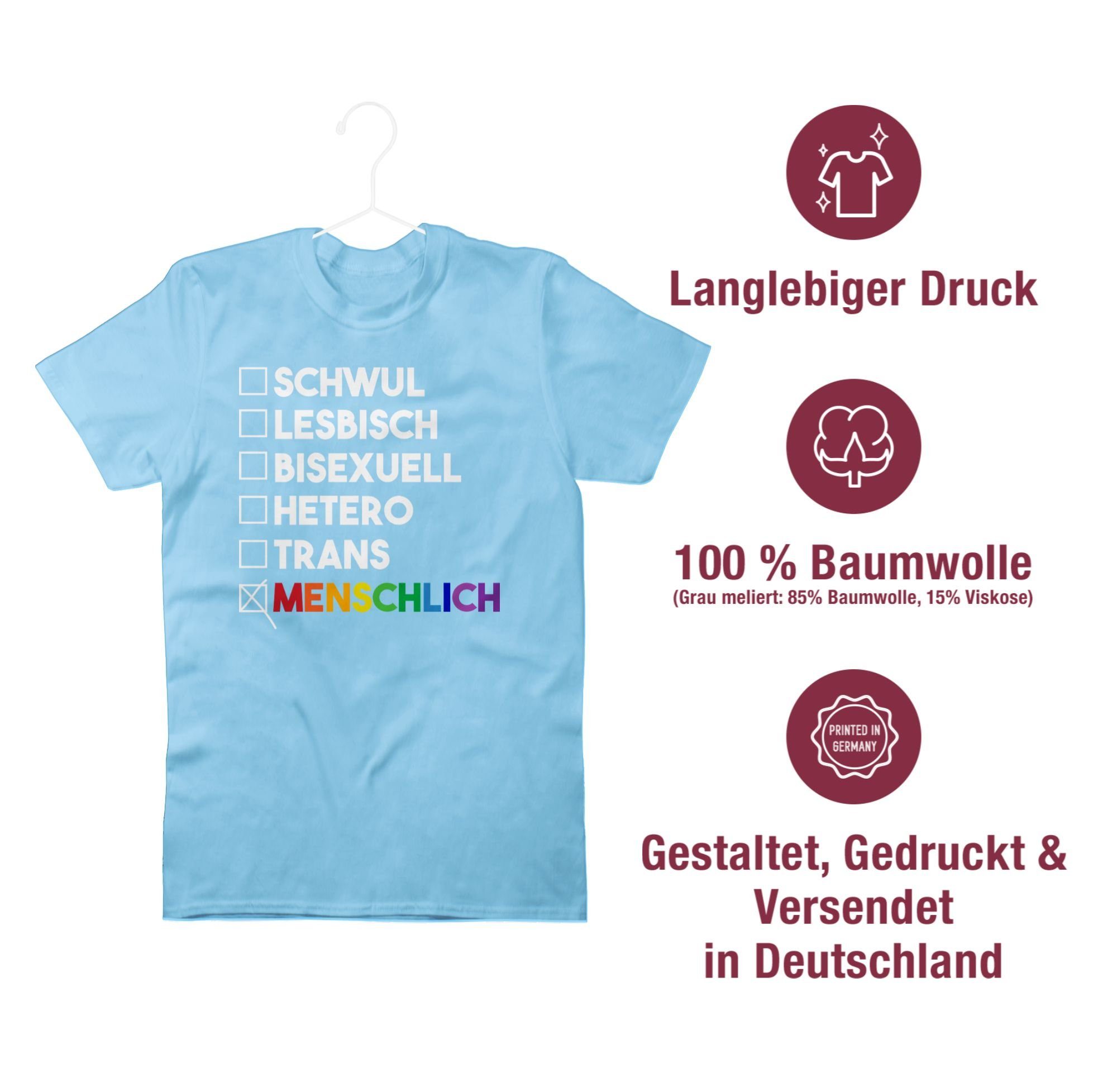 Deine Regenbogen LGBT - weiß 03 Pride - Shirtracer Menschlich Kleidung Hellblau T-Shirt Wahl - -