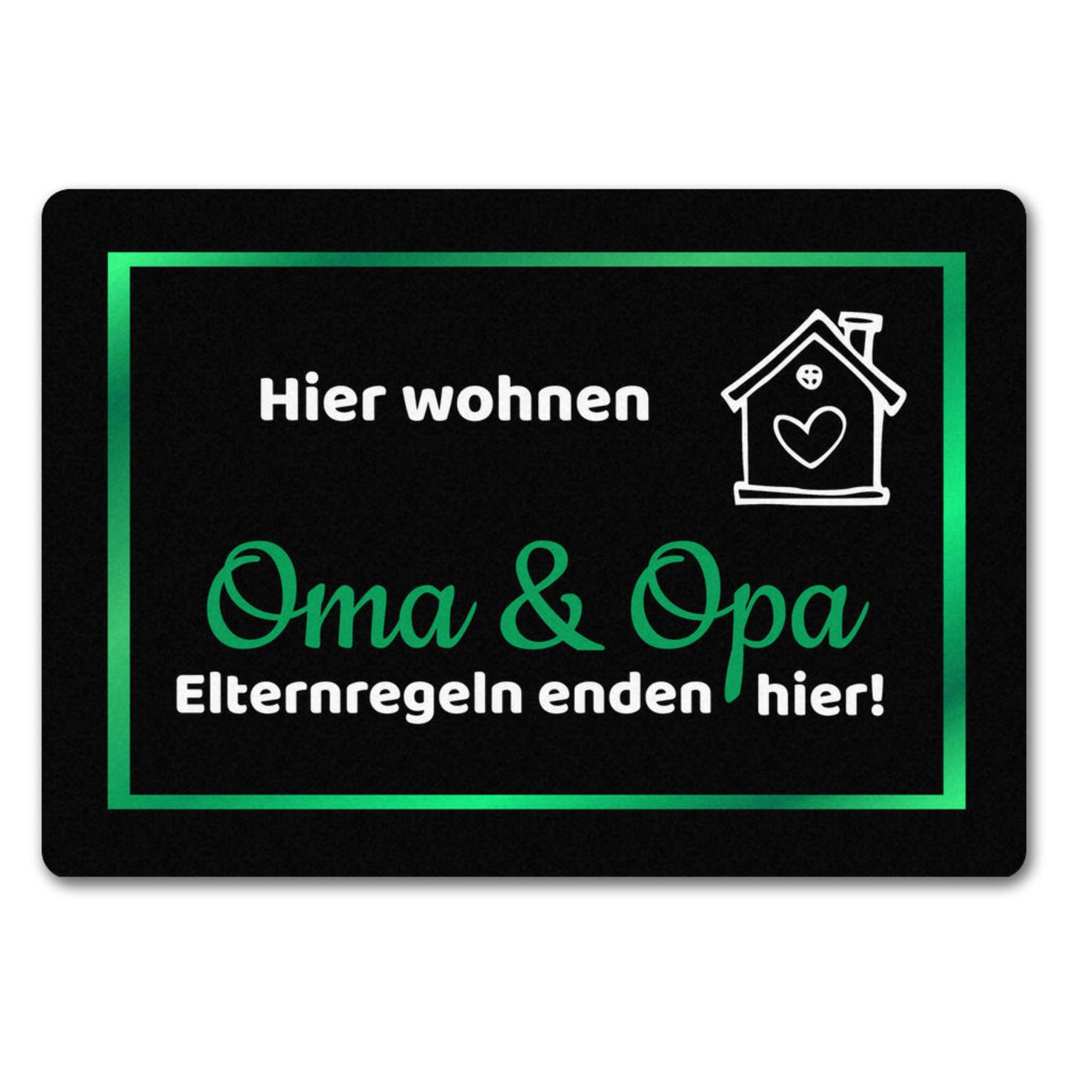 Fußmatte Hier wohnen Opa und Oma Fußmatte in 35x50 cm ohne Rand Elternregeln