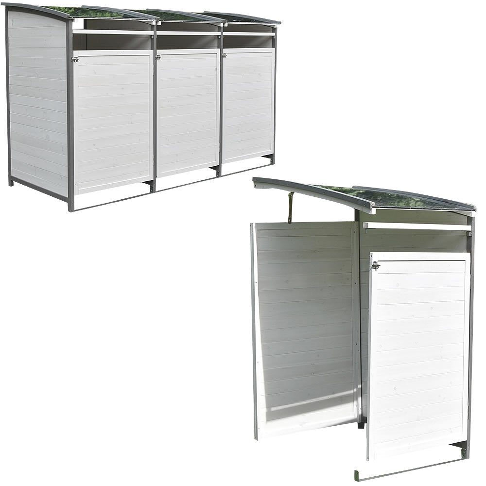 Feel2Home Mülltonnenbox Mülltonnenverkleidung Grau/Weiß Anbaubox 2x 120L oder 240L Gartenbox (Stück, 1 St., Anbaubox), 240 L
