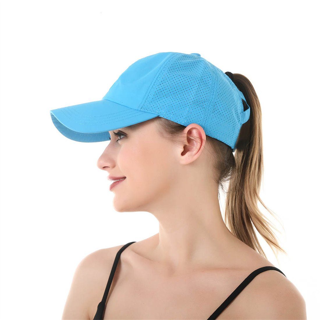 DÖRÖY Baseball Cap Damen-Baseballmütze, Pferdeschwanz-Baseballmütze, Sonnenblende blau