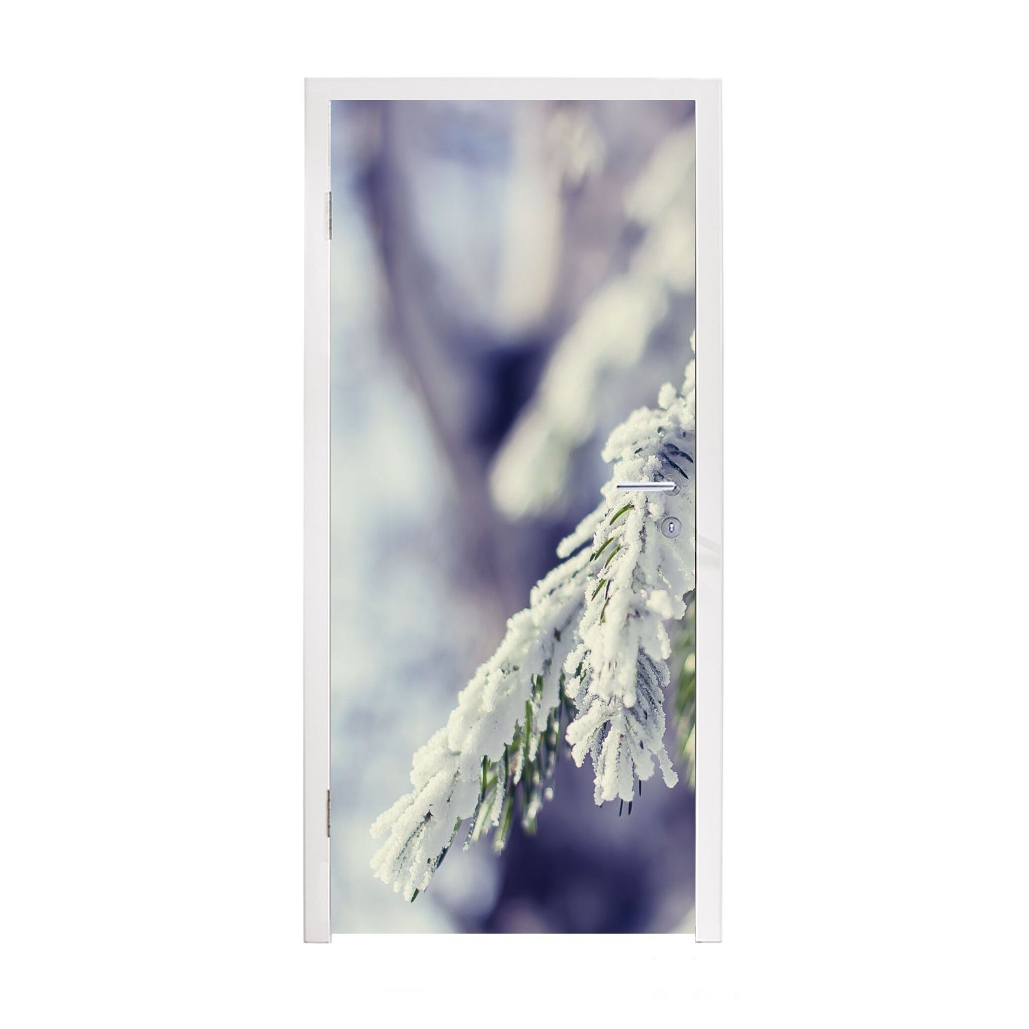 MuchoWow Türtapete Winter - Tannenbaum - Schnee - Ländlich, Matt, bedruckt, (1 St), Fototapete für Tür, Türaufkleber, 75x205 cm