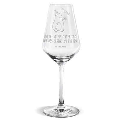 Mr. & Mrs. Panda Weißweinglas Avocado Party - Transparent - Geschenk, Hochwertige Weinaccessoires, Premium Glas, Einzigartig graviert
