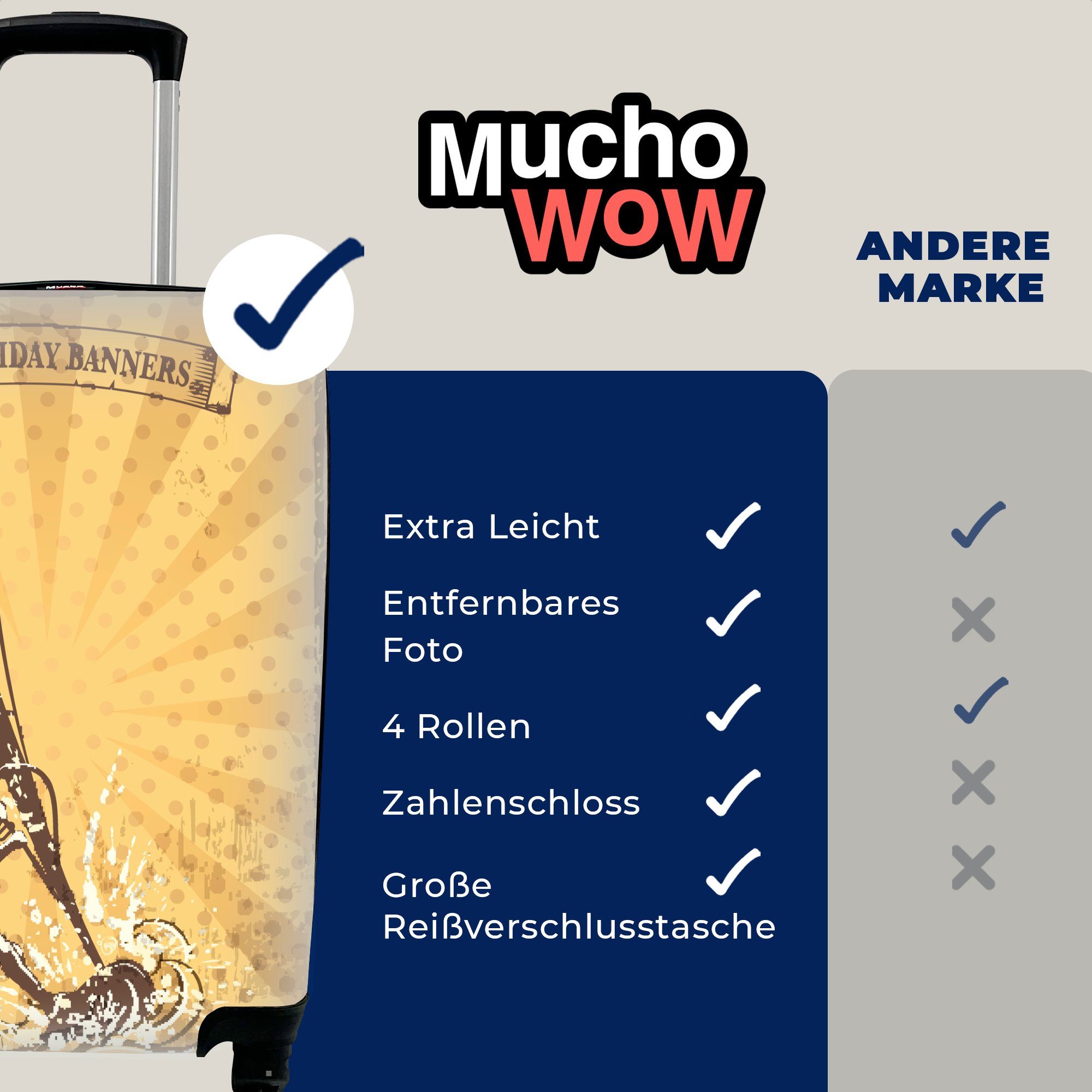 Illustration Windsurfing-Posters, Handgepäck für Reisetasche Handgepäckkoffer eines Trolley, MuchoWow Reisekoffer mit rollen, Ferien, Eine 4 Rollen,