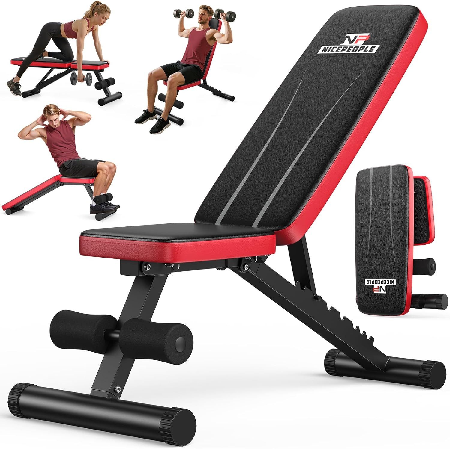Hantelbank 8-fach verstellbar, 300 kg, klappbar, platzsparend