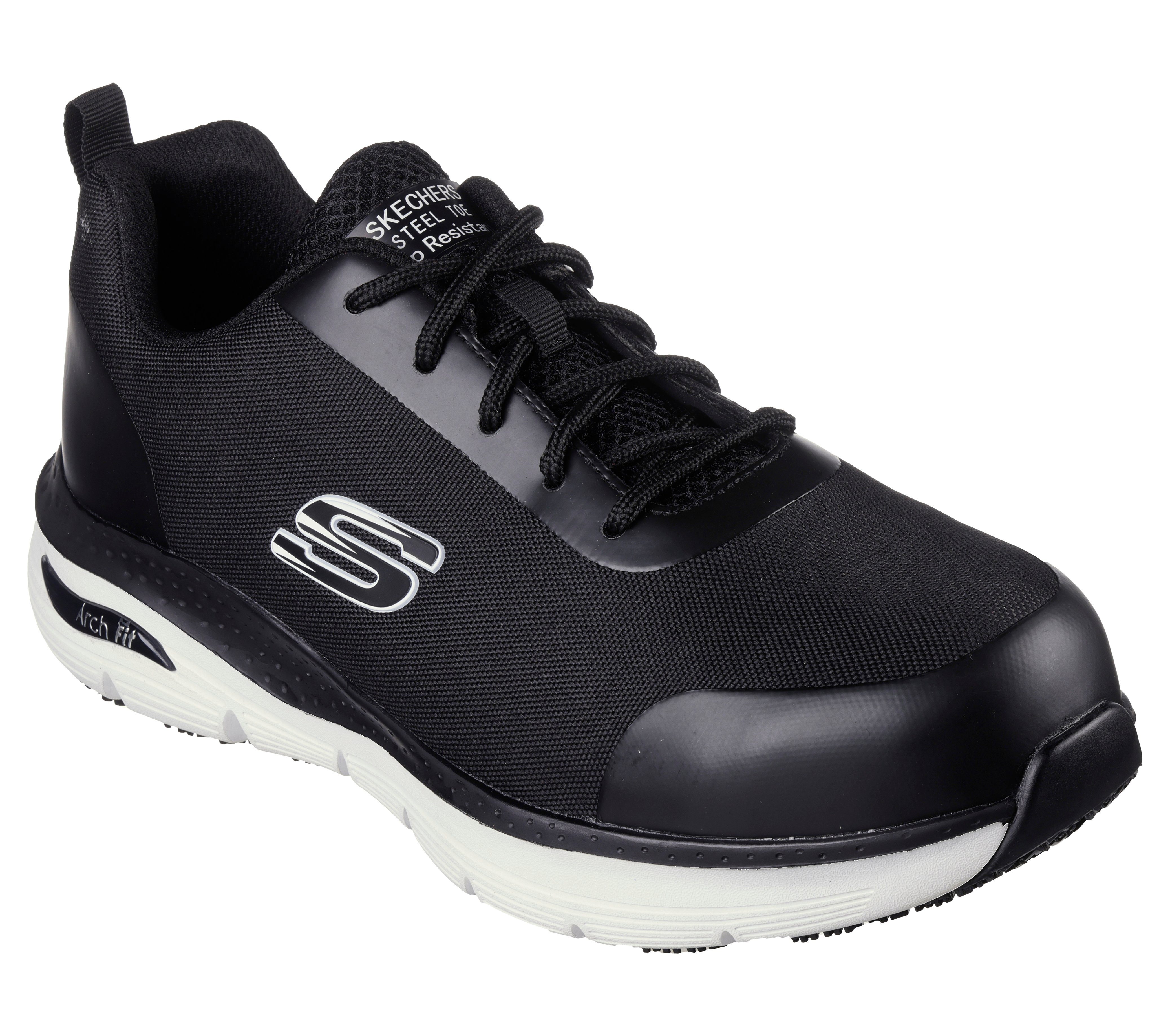 Skechers Arbeitsschuhe Herren S3 SRC ESD - Arch Fit Sr Ringstap Sneaker Sicherheitsschuh Herausnehmbare Innensohle - Fußgewölbeunterstützung, EN ISO 20345-2011