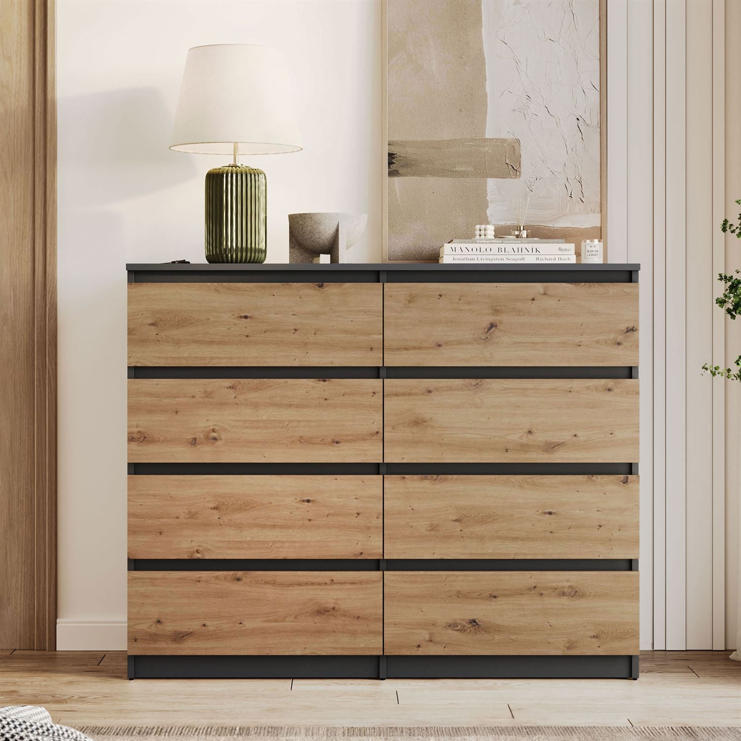 Lookway Kommode HANA M8 – stilvolle Kommode mit geräumigen Schubladen, Breite: 120 cm