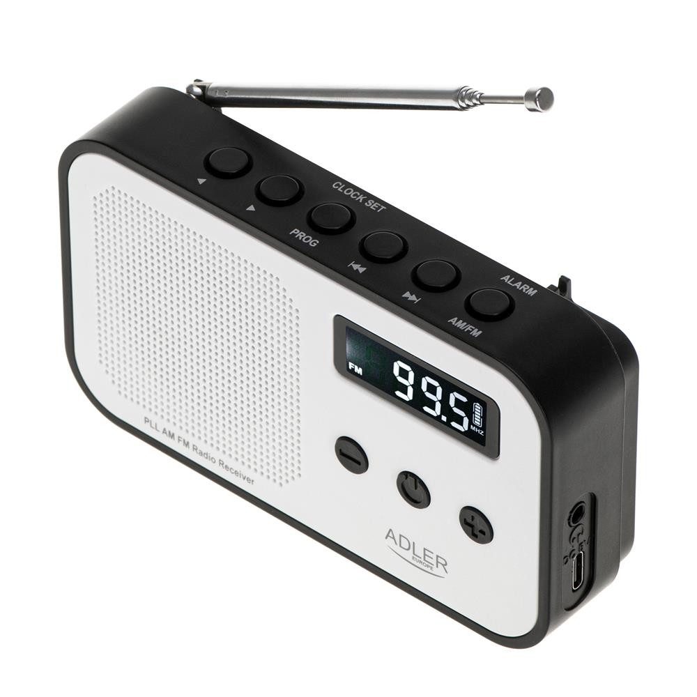 Adler AD 1907 Digitalradio (DAB) (PLL AM/FM-Digitalradio, modernes Radio, USB C, Wecker, weiß, schwarz) – Bild 3 von 5