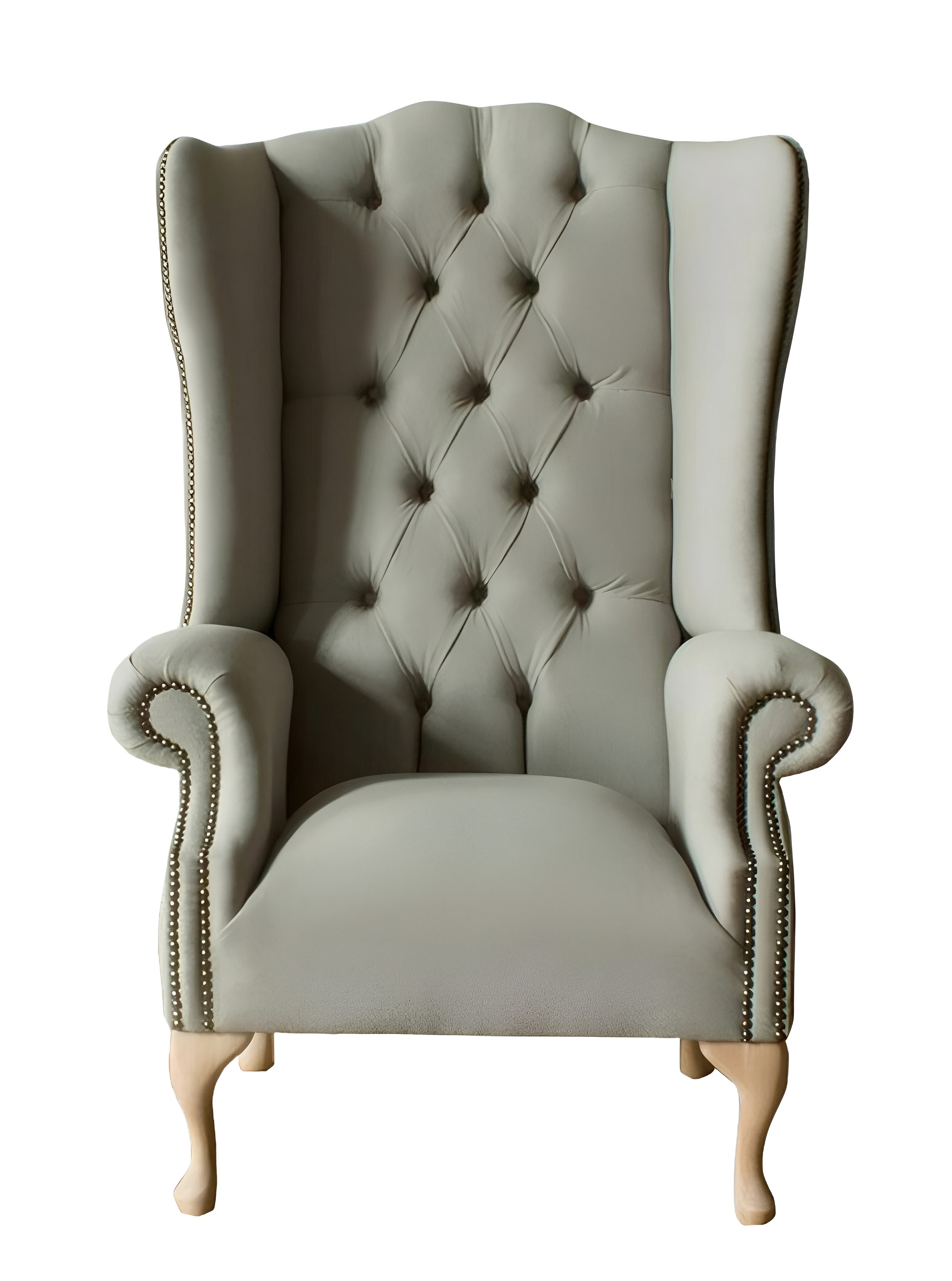 Xlmoebel Ohrensessel Grauer Chesterfield Ohrensessel mit hochwertiger Textilpolsterung (1-St., Sessel), Hergestellt in Europa
