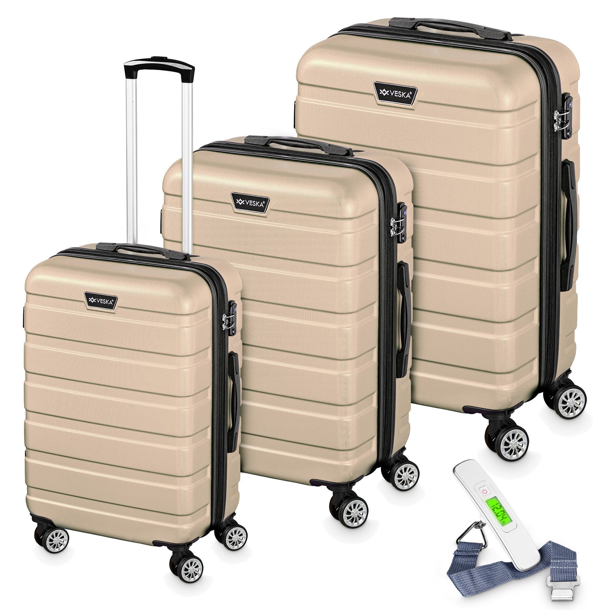 Trolleyset Hartschalenkoffer Kofferset 3 teilig mit TSA Zahlenschloss 4 Rollen