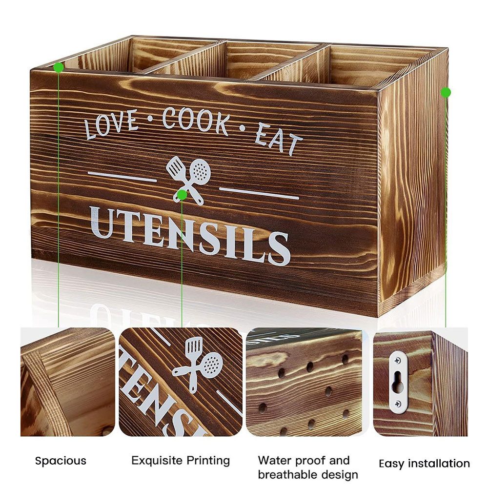 PODOFO Besteckhalter Küchenutensilienhalter für Arbeitsplatte, Echtholz mit günstig online kaufen