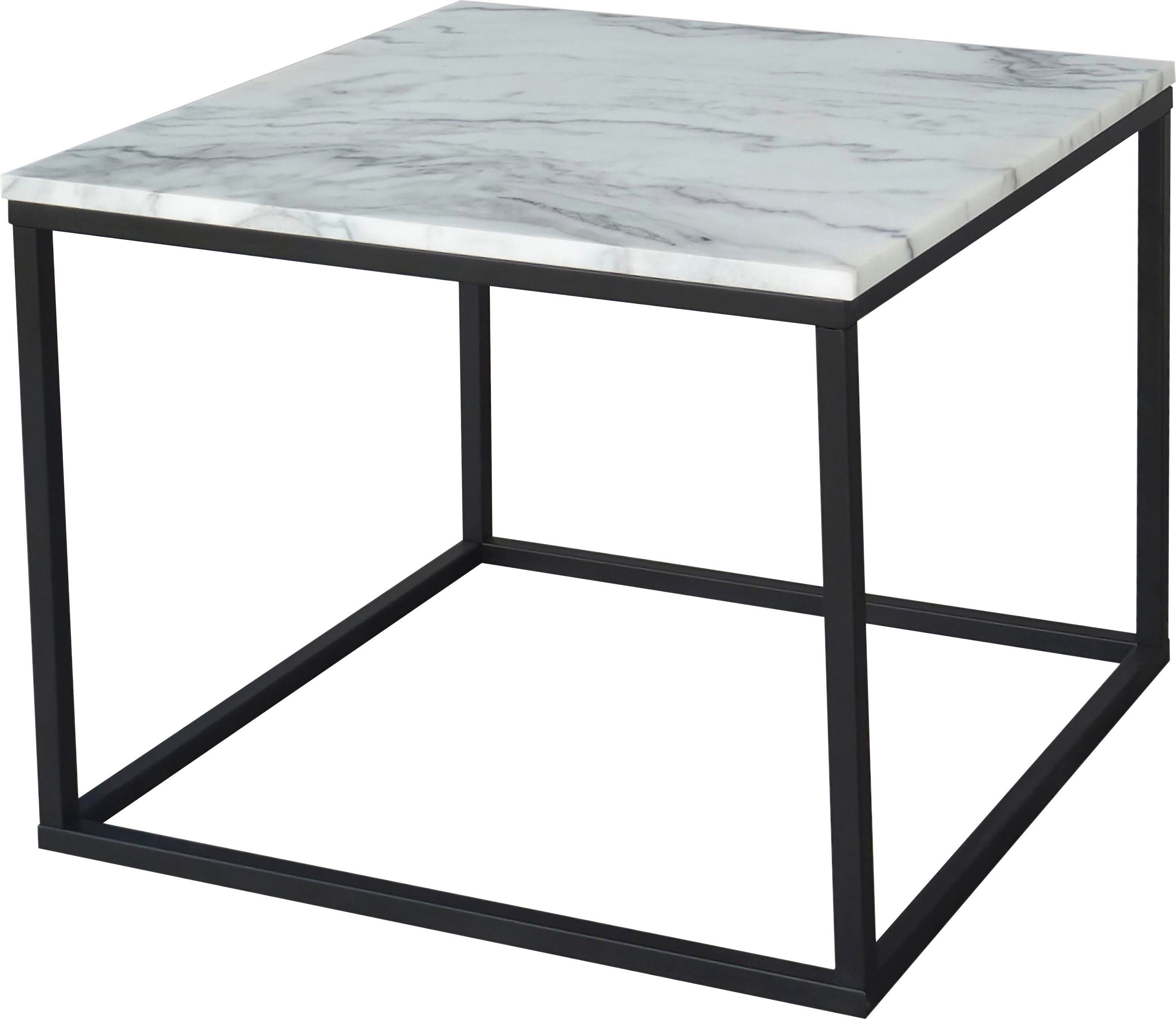 SIT Couchtisch Vilnius aus echtem Marmor – quadratisch mit Metallgestell, Echte Marmorplatte mit gerader Kante & hochwertigem Metallgestell
