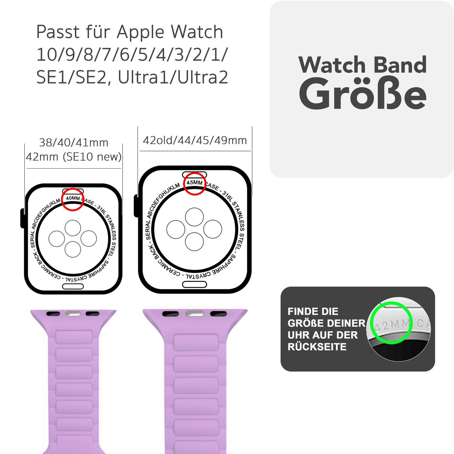 Nalia Smartwatch-Armband Apple Watch 49mm/46/45/44/42(Serie 1-3), günstig online kaufen