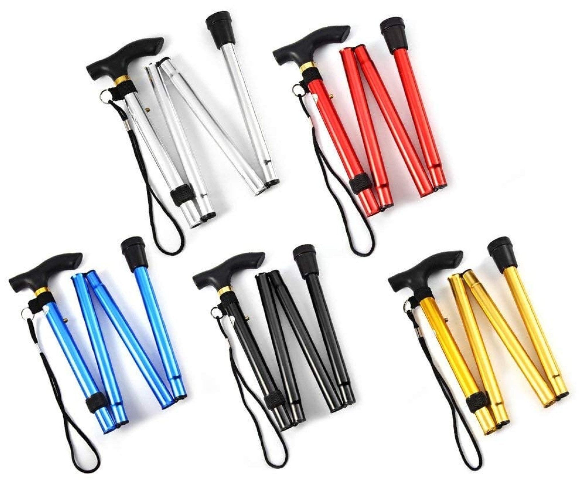 LA CUTE Gehstock Faltbarer Gehstock Aluminium höhenverstellbar mit ergonomischem Griff, Faltbarer Aluminium-Gehstock, 1x Gehstock, verstellbar, klappbar, mit rutschfestem Fuß und Griff, Leichter, faltbarer Gehstock mit ergonomischem Griff Anti-Rutsch-Kappe