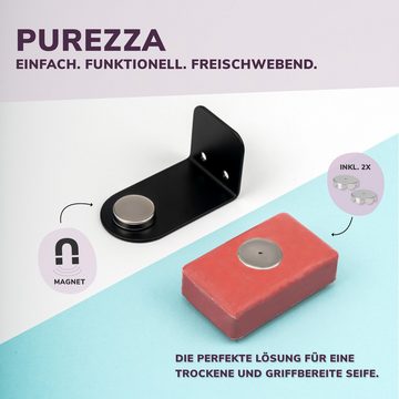 bremermann Seifenhalter Magnet-Seifenhalter PUREZZA – hängende Seife durch Magnet – schwarz, freihängende Seife, Komplett-Set