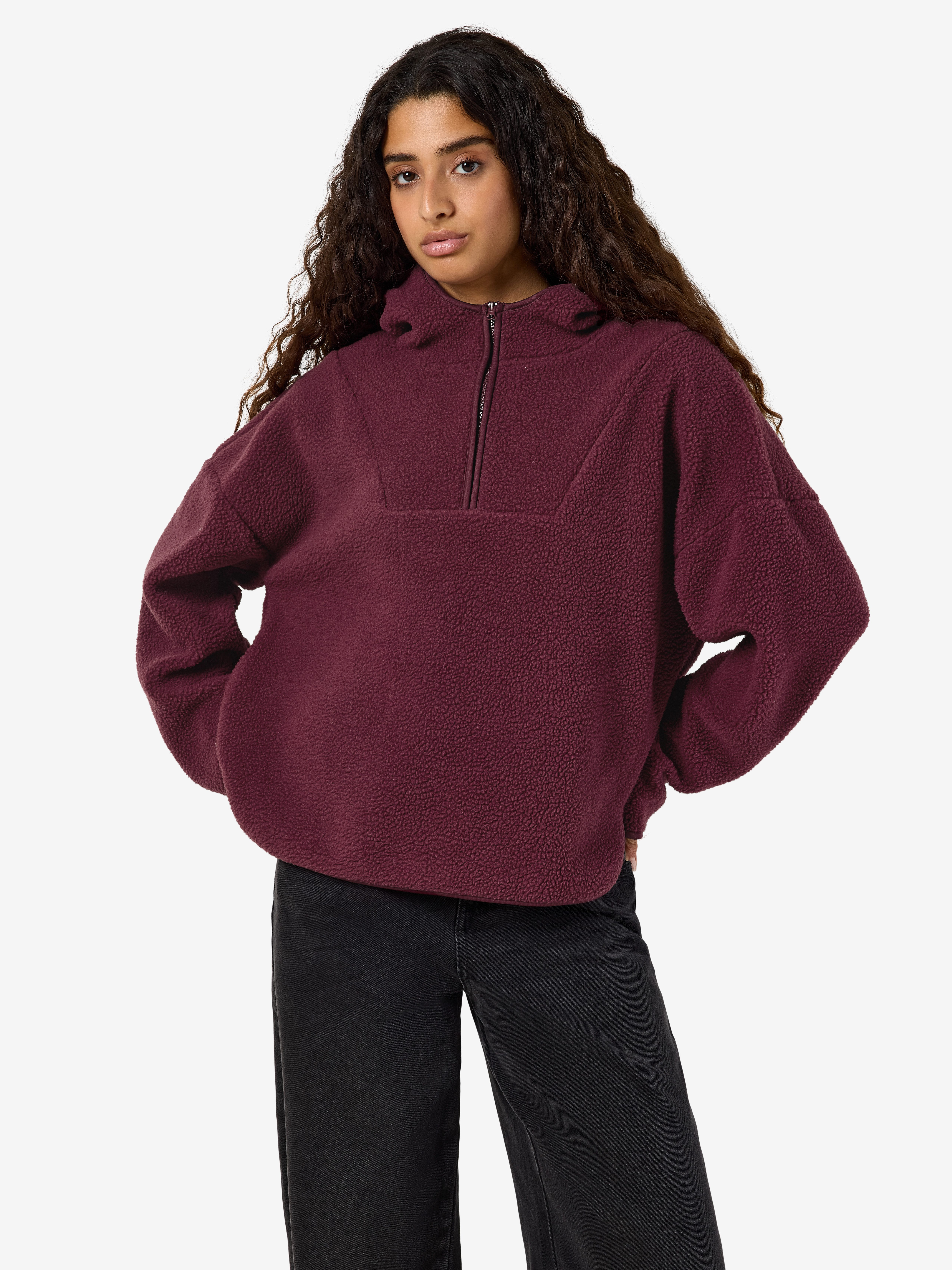 Noisy may Fleecepullover NMCOZY L/S HALFWAY ZIP SWEATER JRS NOOS Polyester, relaxed fit – Bild 2 von 5