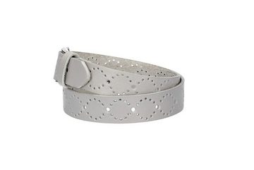 kiddybelts Ledergürtel Kids 25mm in Hellgrau mit Lochmuster und Schließe Silber (BJ25-710) sehr weiches Vollrindleder